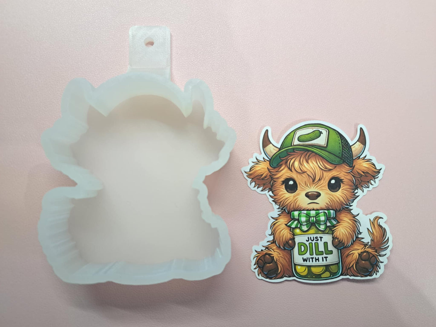 Just Dill With It Highland Cow Cardstock Silicone Mold, Aroma Bead Molds, Premium Cardstock Images
