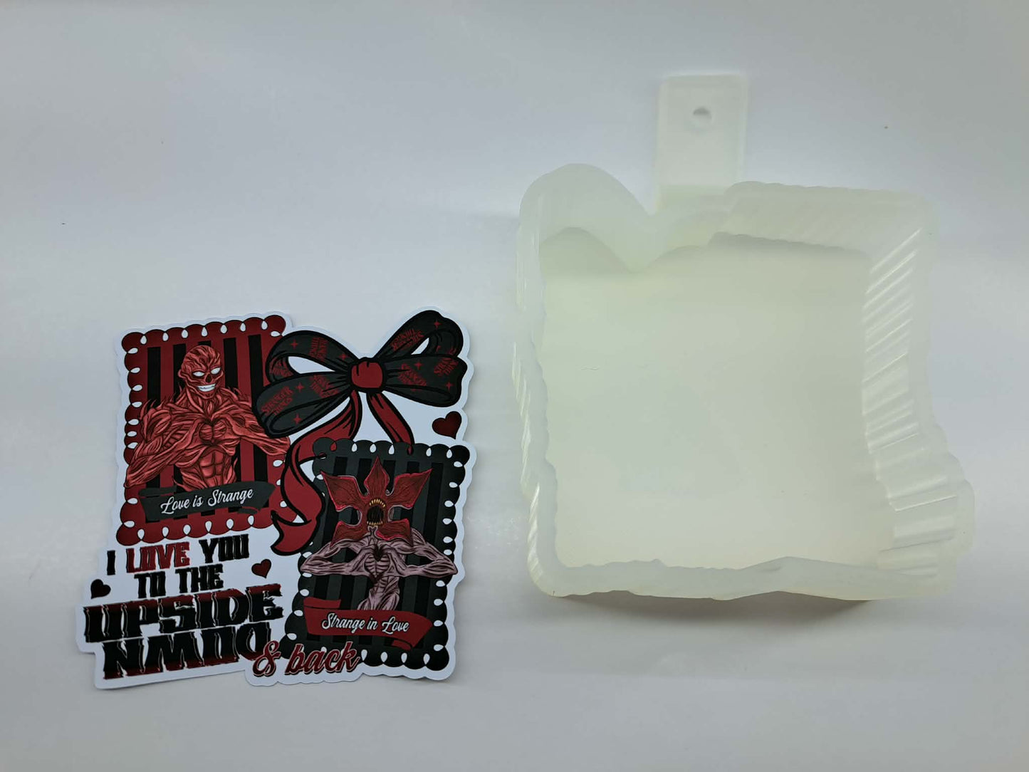 Stranger Things: I Love You To The Upside Down Cardstock Silicone Mold, Aroma Bead Molds, Premium Cardstock Images