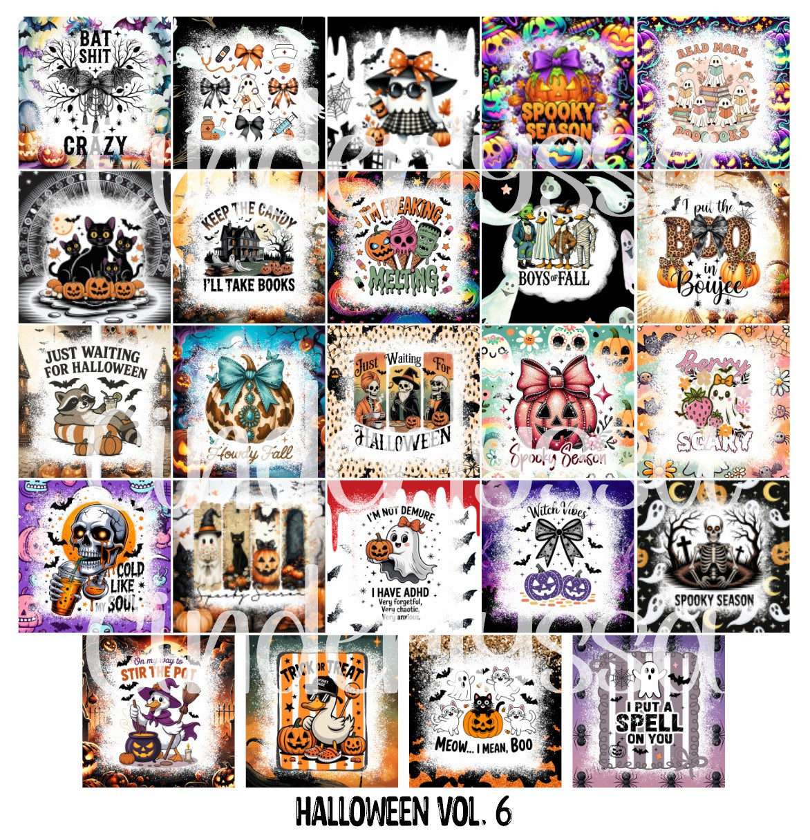 2.5 inch Square: Halloween Vol. 6 Cardstock Only for freshies - NO MOLD: Cardstock Silicone Mold, for Aroma Bead Molds, Premium Cardstock Images