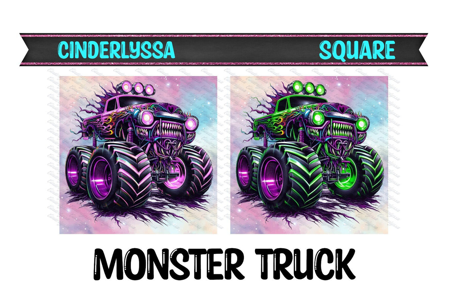 2.5 inch Square Monster Truck Cardstock Only for freshies -NO MOLD: Car Freshener, for Aroma Bead Molds, Premium Cardstock Image