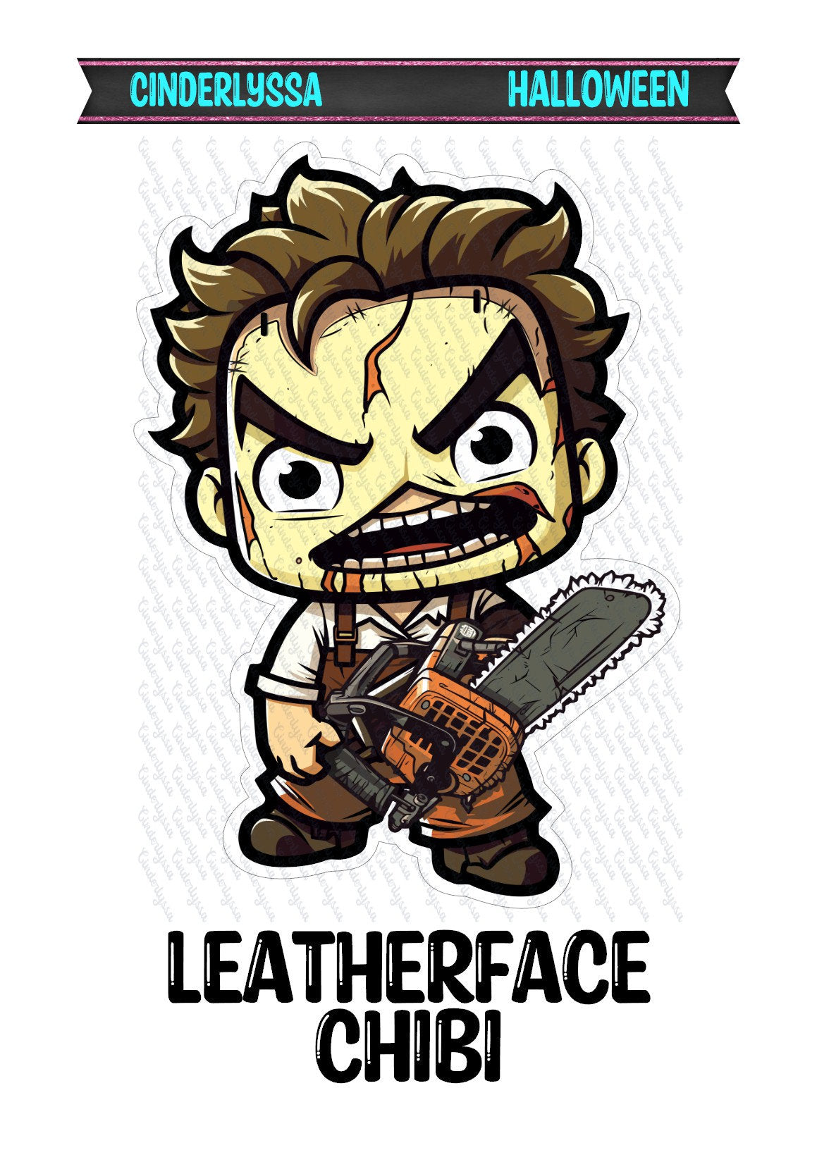 Leatherface Chibi: Halloween Movie Inspired Silicone Mold, Aroma Bead Molds, Car Freshener Mold, Premium Cardstock Images