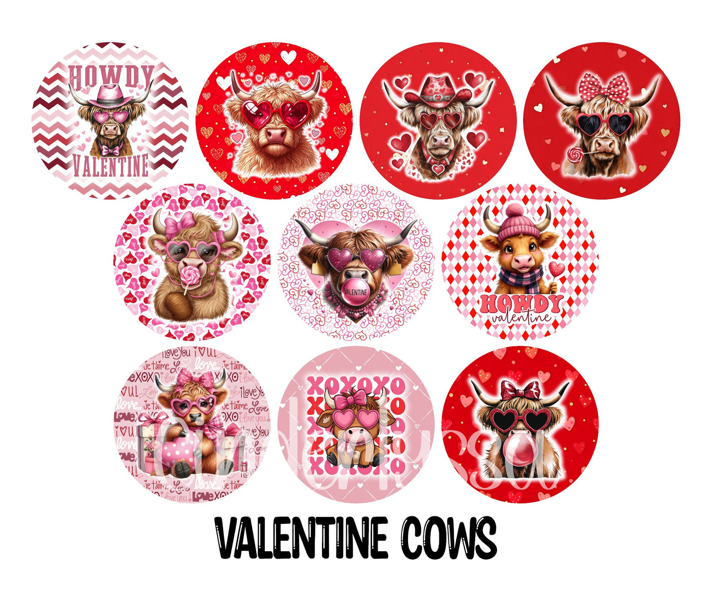 3 inch Round Valentine Cows Cardstock Only for freshies: for Aroma Bead Molds, Premium Cardstock Images