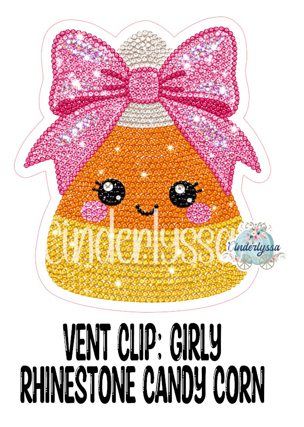 VENT CLIP: Girly Rhinestone Candy Corn Two Cavity Small Vent Clip Size Cardstock Silicone Mold, Aroma Bead Molds, Premium Cardstock Images