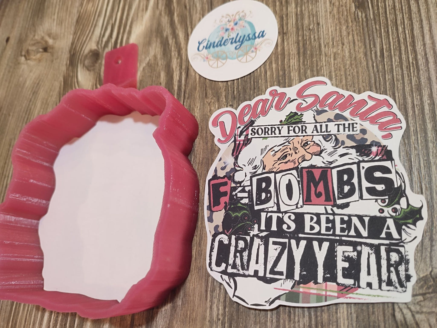 Dear Santa Sorry For The F-Bombs Cardstock Silicone Mold, Aroma Bead Molds, Premium Cardstock Images