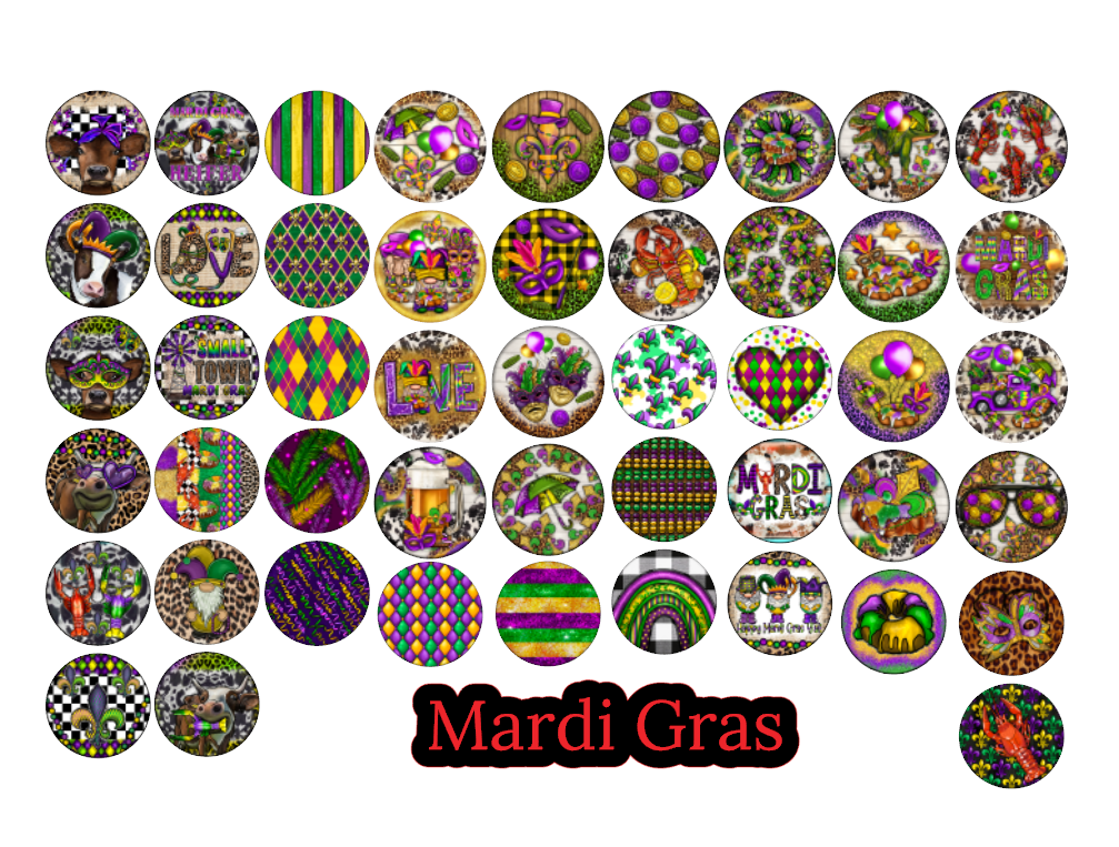 3 inch Round Mardi Gras Cardstock Only for freshies -NO MOLD: for Aroma Bead Molds, Premium Cardstock Images