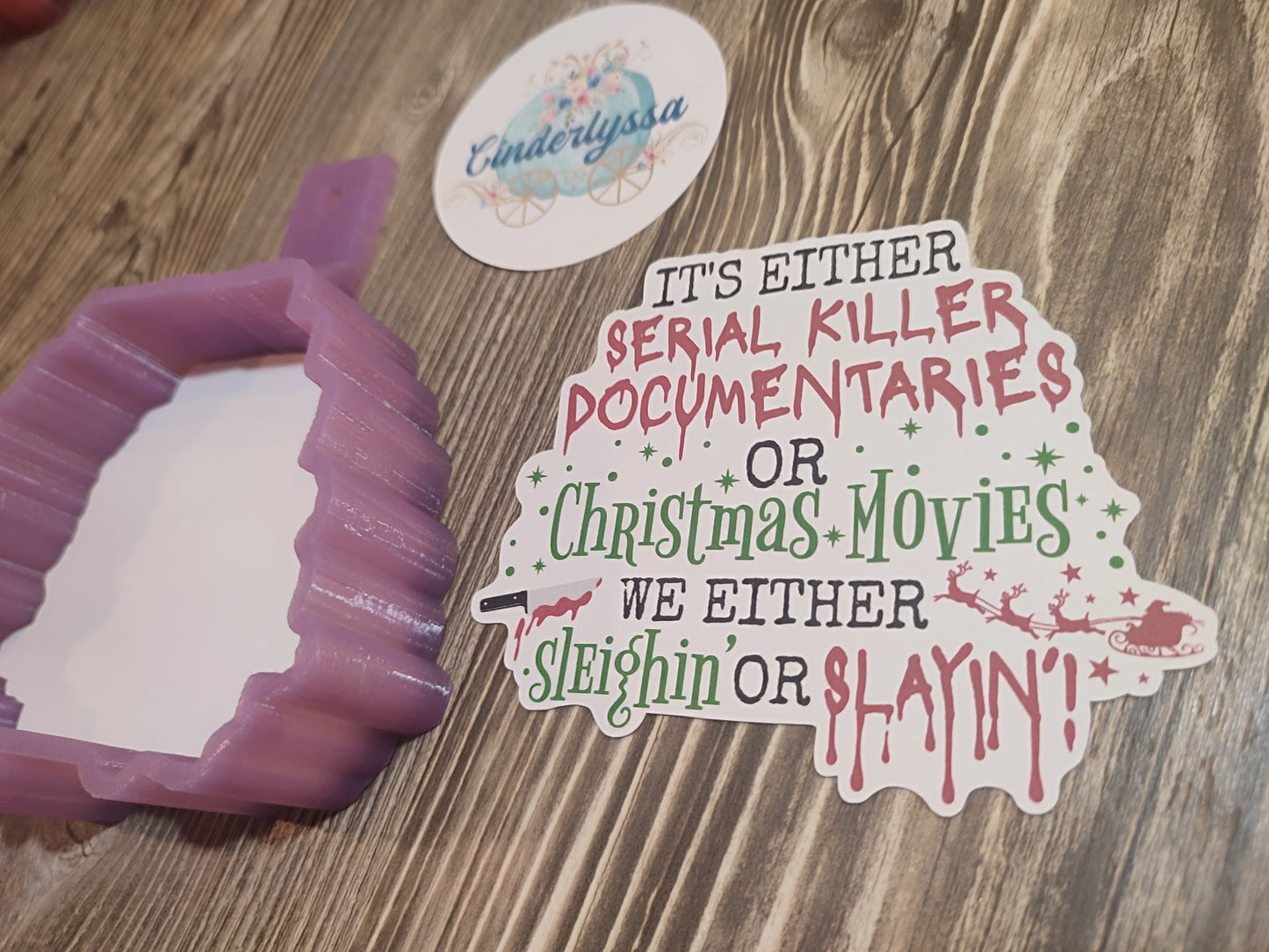 Sleighin' or Slayin' Movies Large Cardstock Silicone Mold, Aroma Bead Molds, Premium Cardstock Images