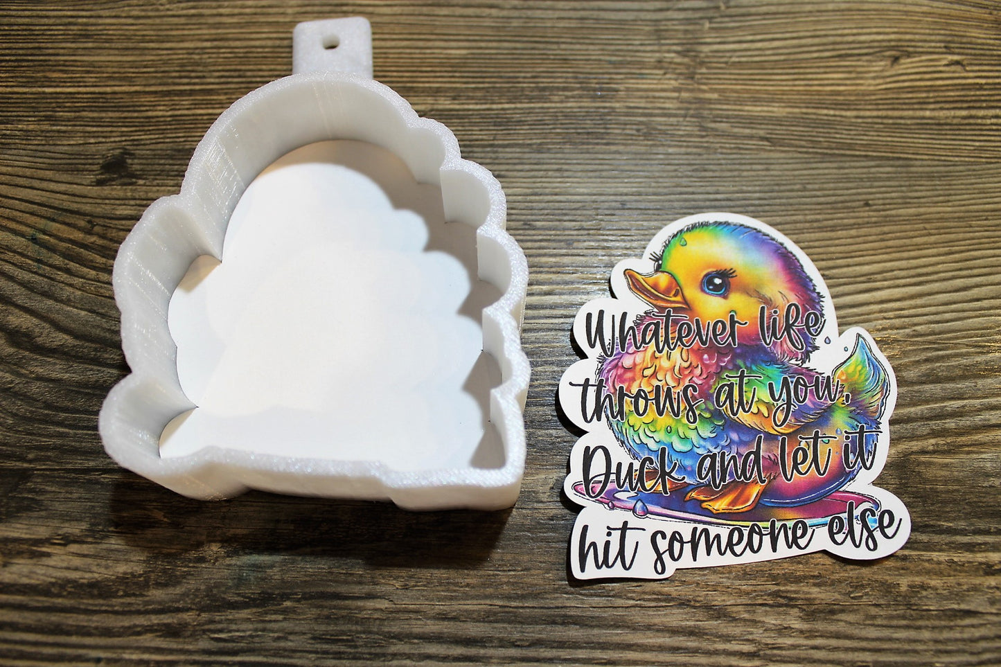 Duck Colorful: Whatever life throws, duck and let it hit someone else Cardstock Silicone Mold,Car Freshener Mold, Premium Cardstock Images