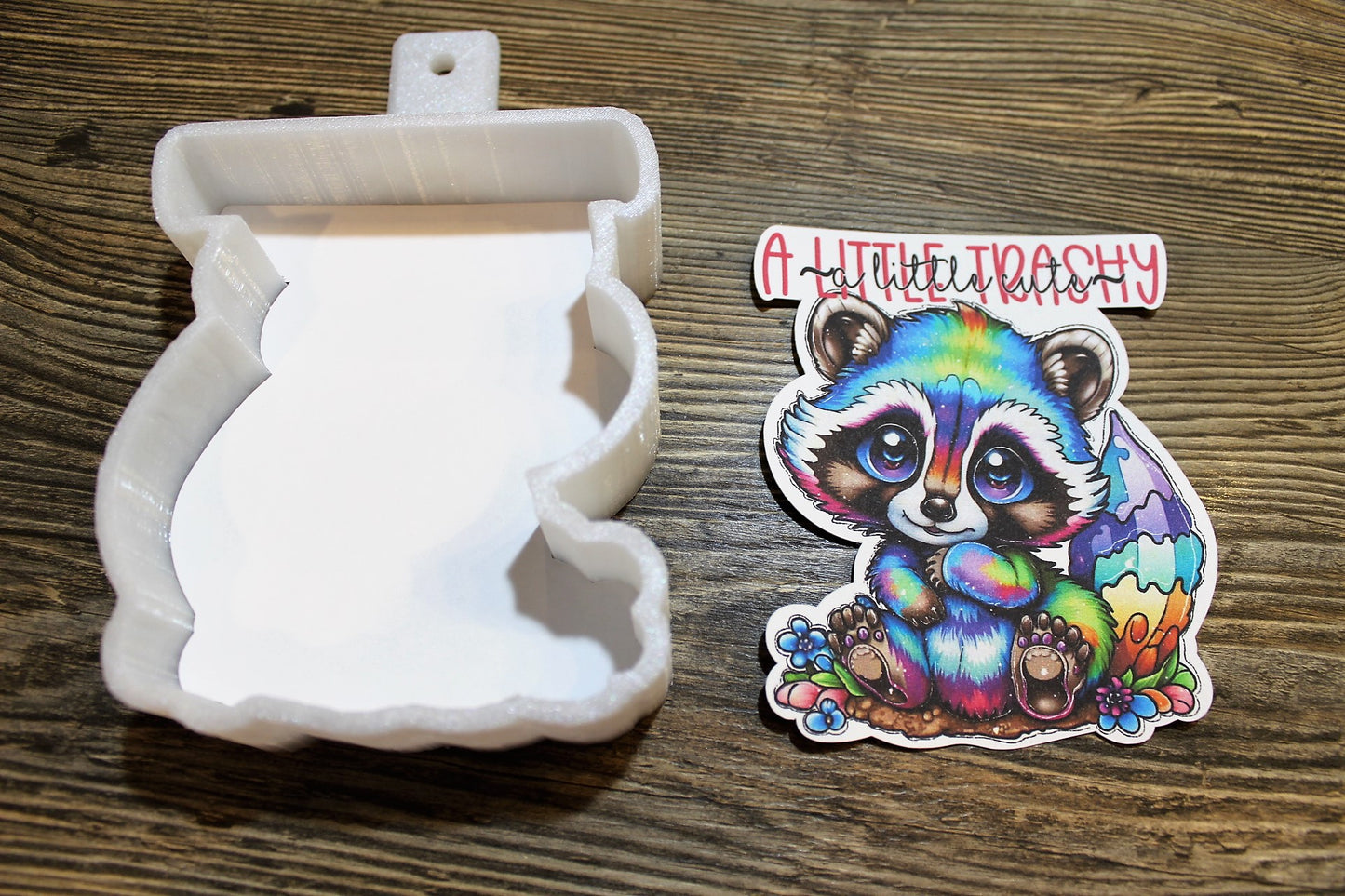 Raccoon: Lisa Frank Inspired - A Little Cute, A little Trashy Cardstock Silicone Mold, Aroma Bead Molds, Premium Cardstock Images