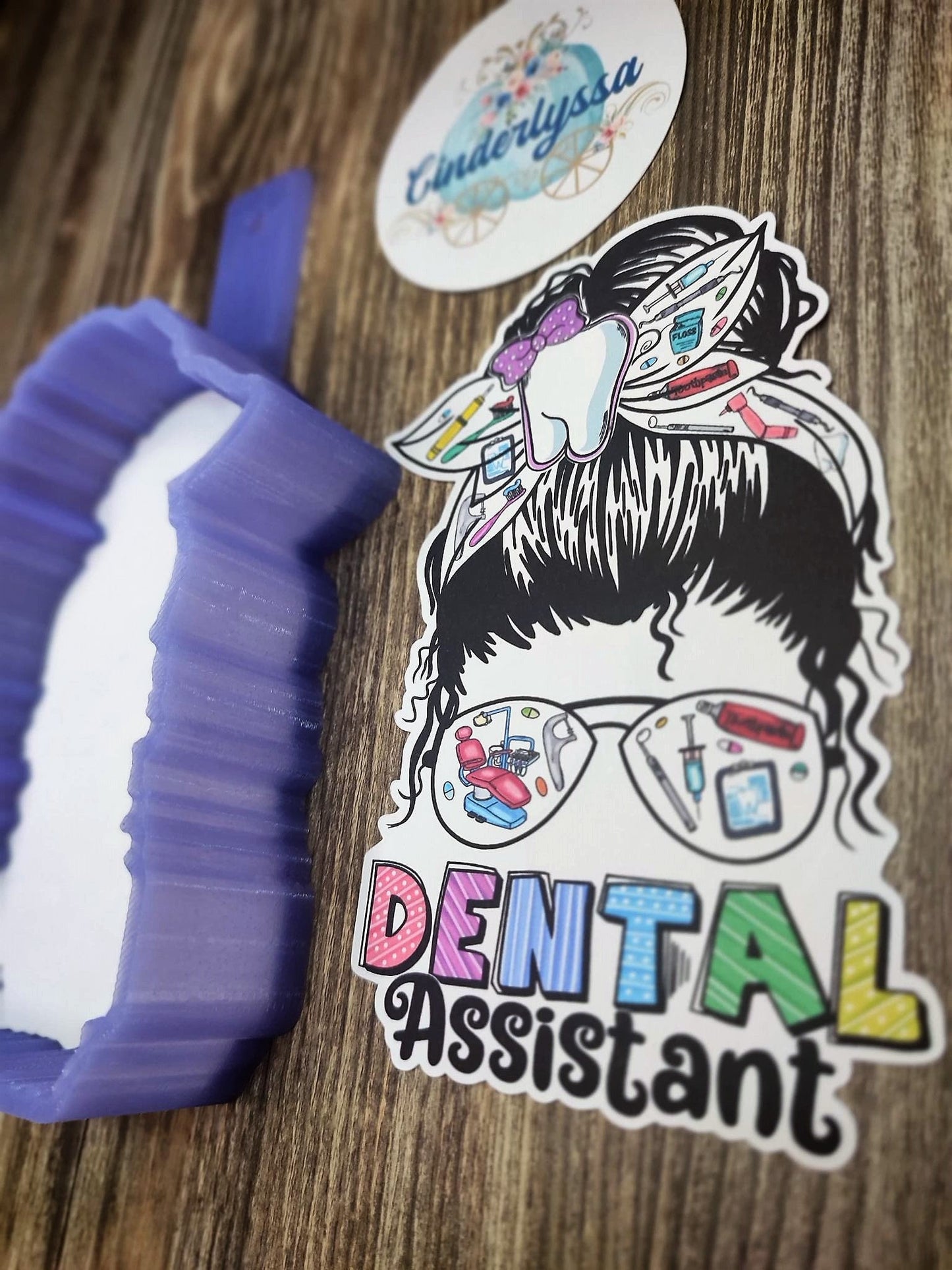 Messy Bun Girl/Glasses: Dental Assistant Silicone Mold, Aroma Bead Molds, Car Freshie Mold, Premium Cardstock Images