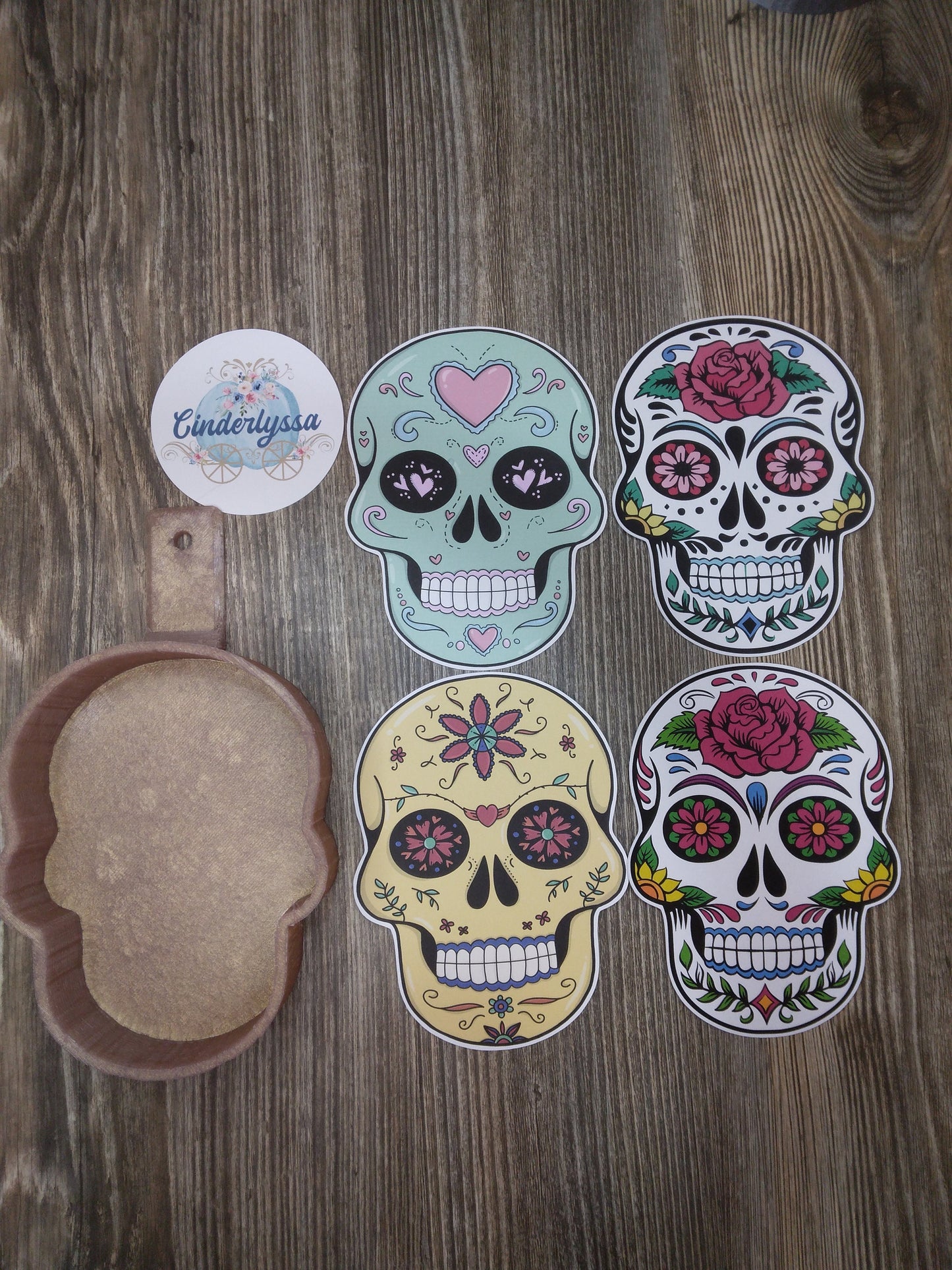 Day of The Dead Sugar Skulls Style 1 With Multiple Insert Options Silicone Mold, Aroma Bead Molds, Car Freshener Mold