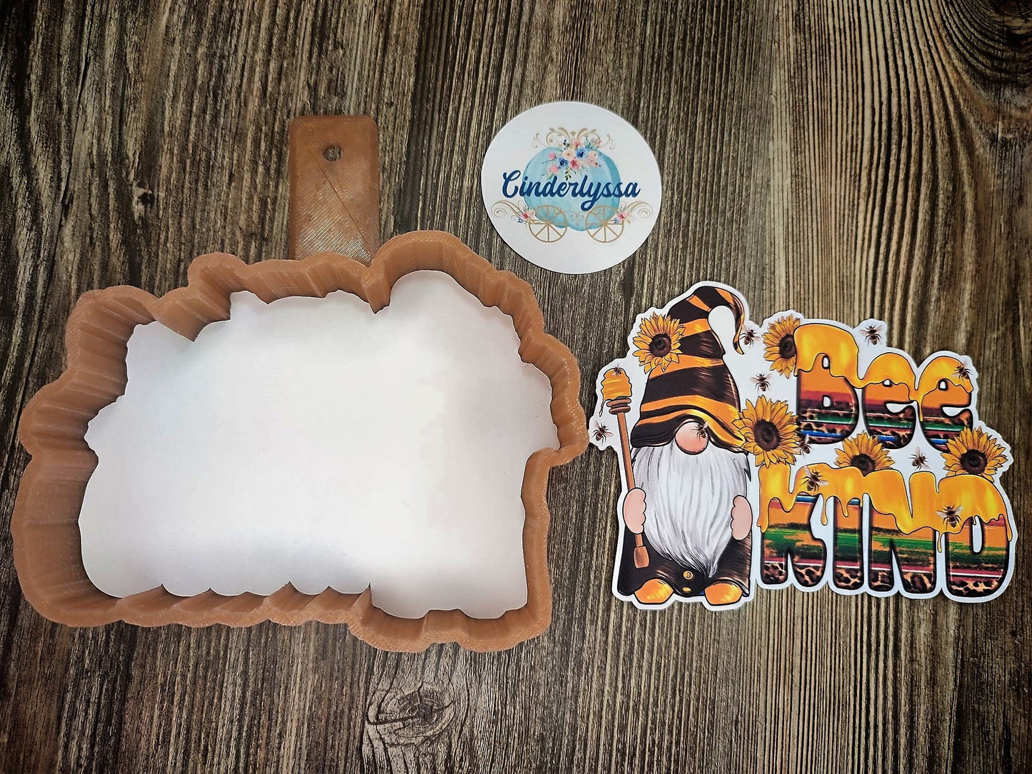 Bee Kind Honey Gnome with Western Sunflowers Cardstock Silicone Mold, Aroma Bead Molds