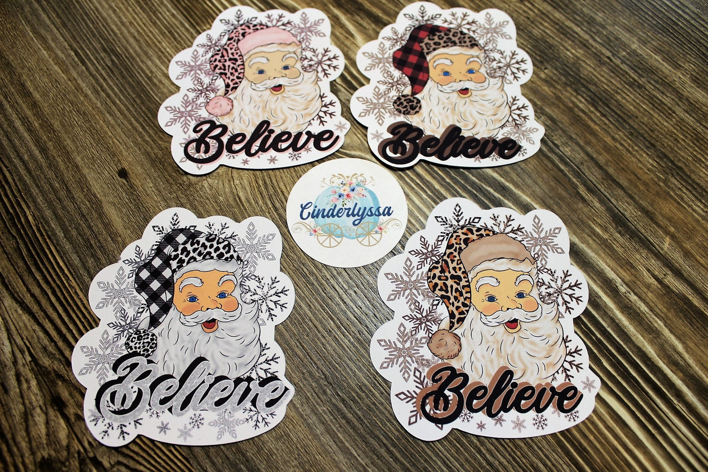Believe Santa: Multiple Images with Leopard/Buffalo Plaid and Snowflakes Silicone Mold, Aroma Bead Molds, Car Freshener Mold