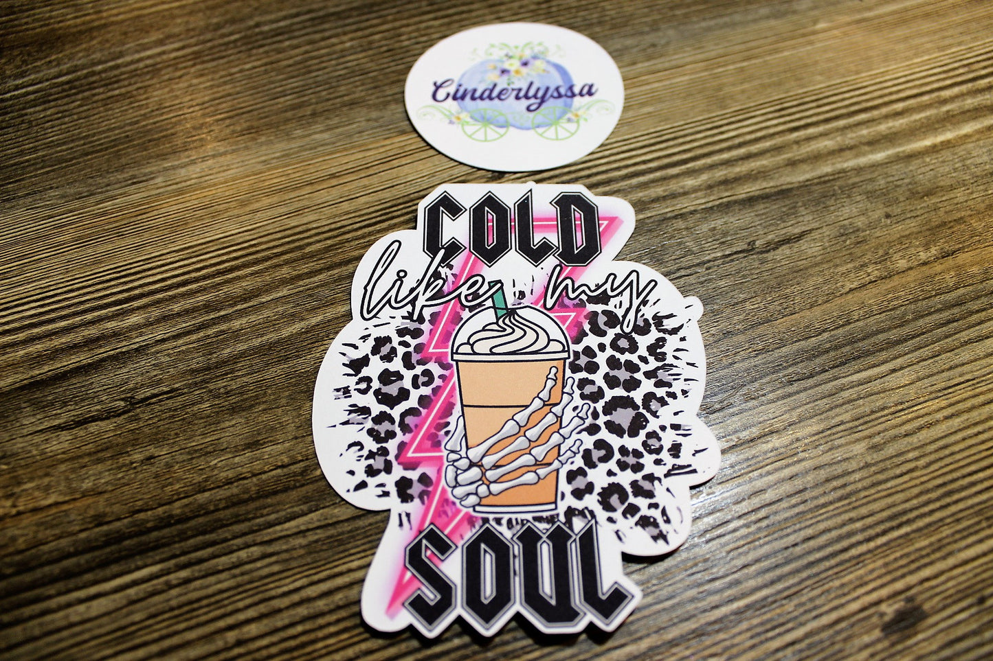 Cold like my Soul: Iced Coffee with leopard print lightning bolt Silicone Mold, Aroma Bead Molds, Car Freshener Mold