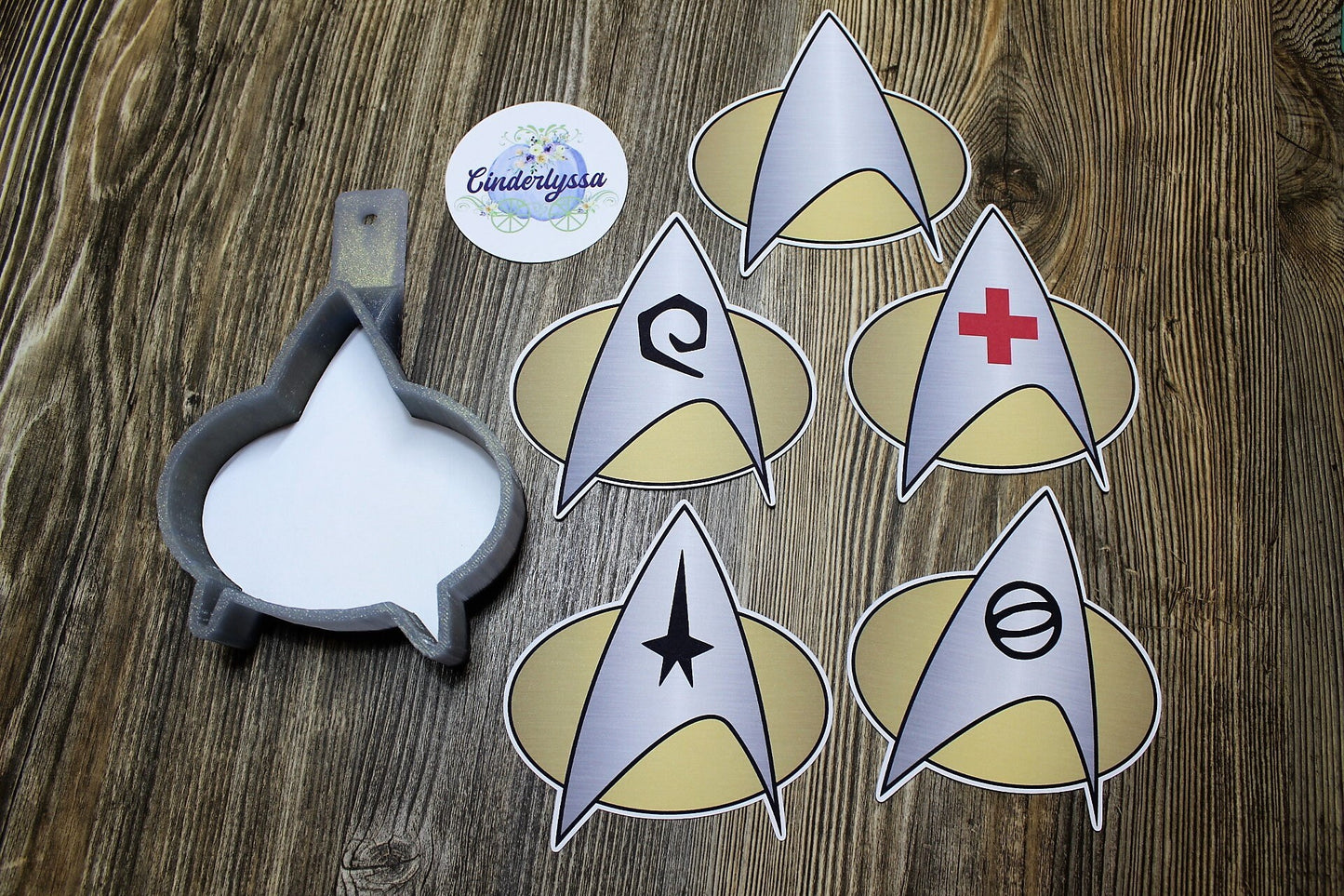 Star Trek Starfleet Communicator Badge Silicone Mold, Aroma Bead Molds, Car Freshener Mold, Premium Cardstock Images