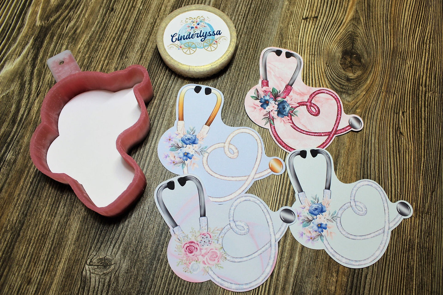 Stethoscope: Floral Heart for healthcare Silicone Mold, Aroma Bead Molds, Car Freshener Mold