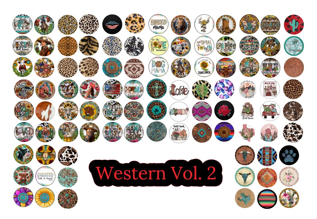 3 inch Round Western Vol. 2 Cardstock Only for freshies -NO MOLD: Silicone Mold, for Aroma Bead Molds,Car Freshener, Premium Cardstock Image
