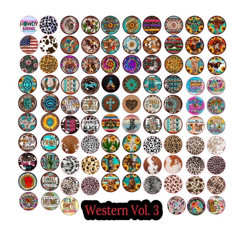 3 inch Round Western Vol. 3 Cardstock Only for freshies -NO MOLD: Silicone Mold, for Aroma Bead Molds,Car Freshener, Premium Cardstock Image