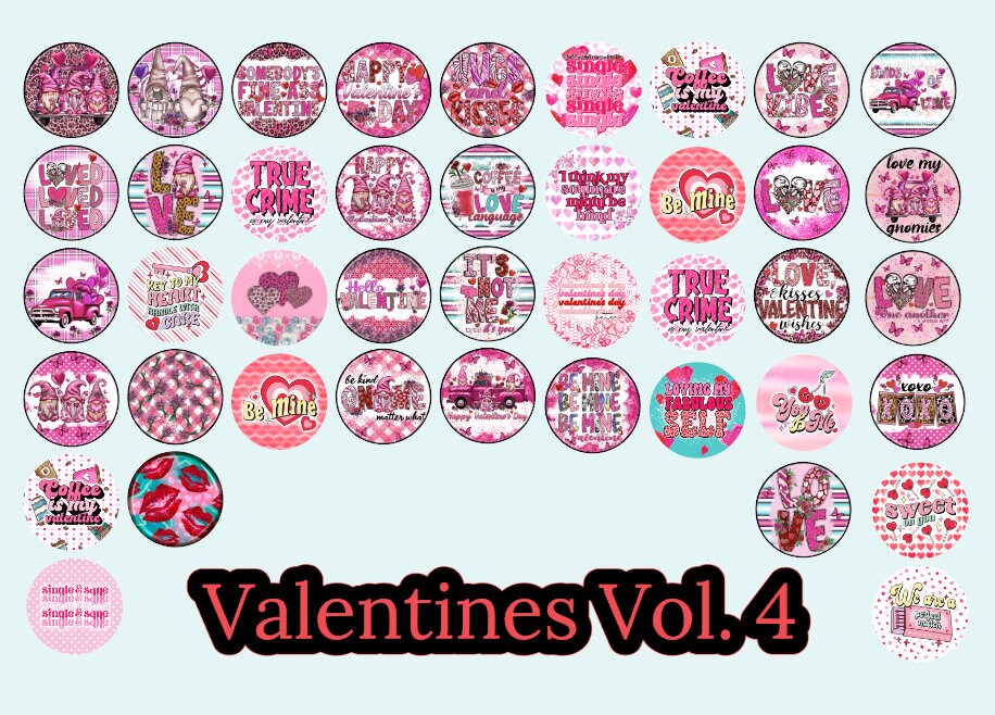 3 inch Round Valentines Day Vol. 4 Cardstock Only for freshies: Silicone Mold, for Aroma Bead Molds, Car Freshener, Premium Cardstock Images