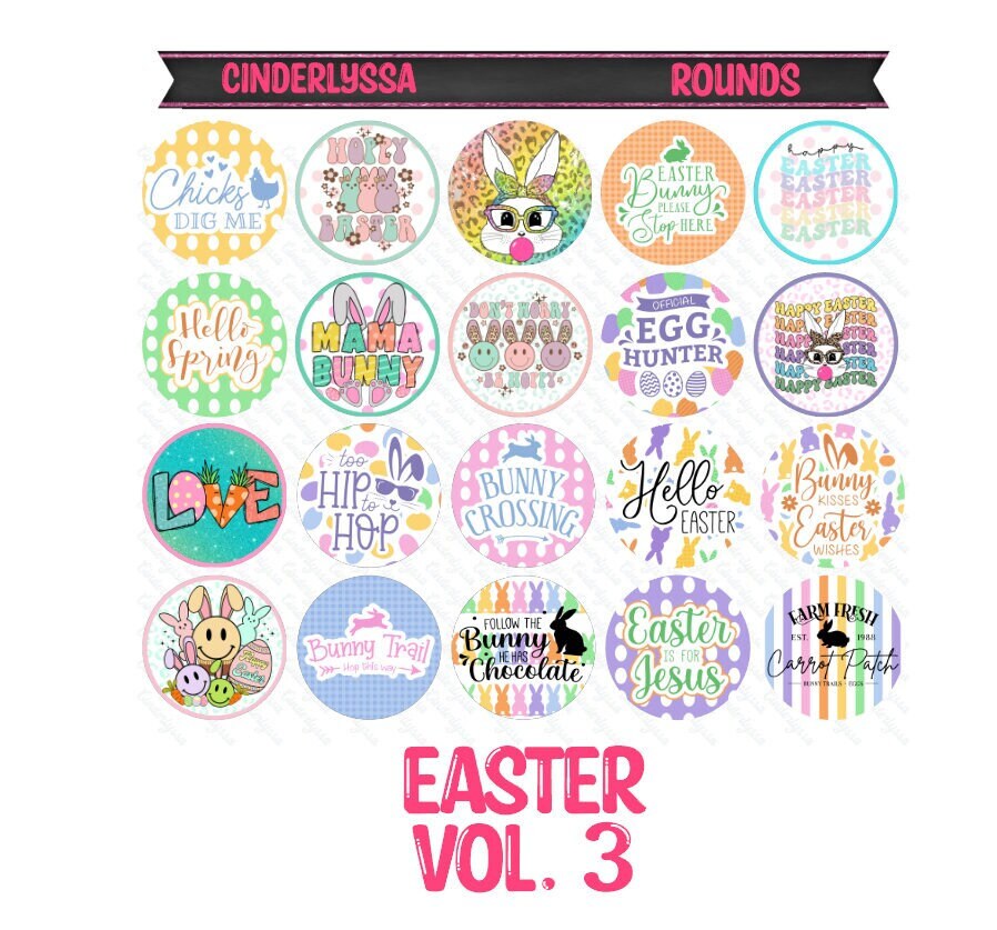 3 inch Round Easter Vol. 3 Cardstock Only for freshies -NO MOLD: Silicone Mold, for Aroma Bead Molds, Car Freshener,Premium Cardstock Image