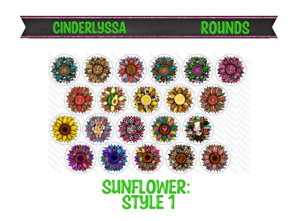 3 inch Round Sunflower: Style 1 Mix Cardstock Only for freshies -NO MOLD for Aroma Bead Molds, Car Freshener, Premium Cardstock Images