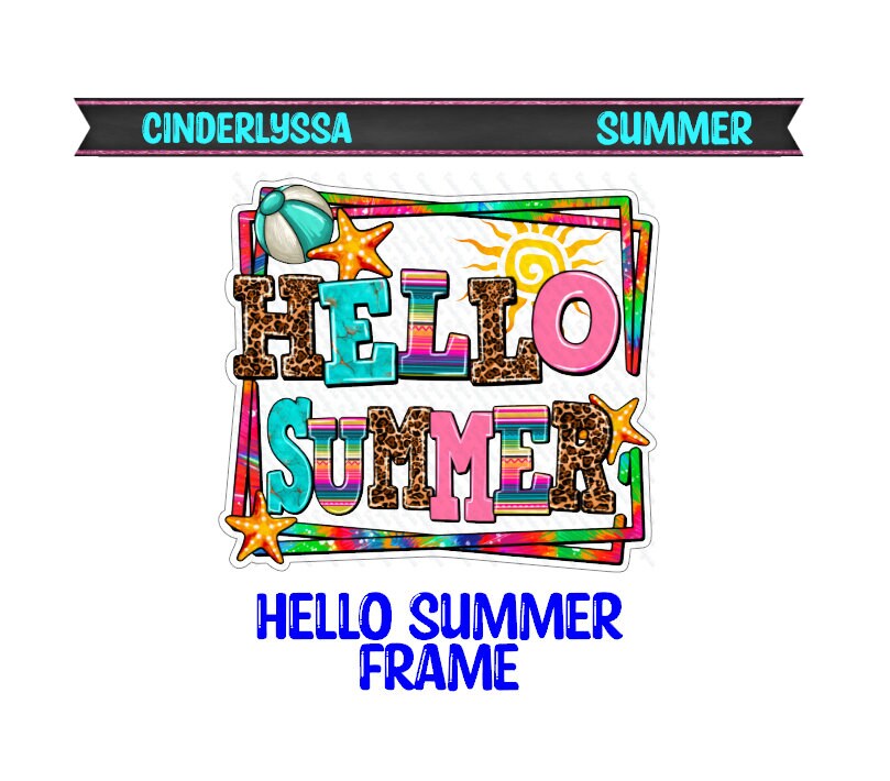 Hello Summer Frame for Silicone Mold, Aroma Bead Molds, Car Freshener Mold, Premium Cardstock Images