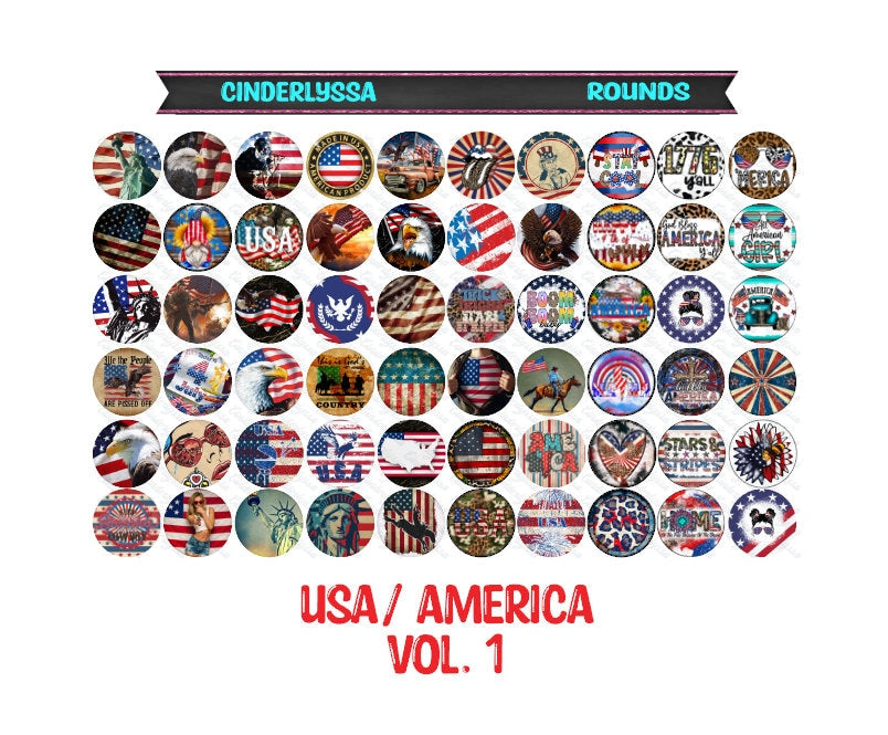 3 inch Round USA/America Vol. 1 Cardstock Only for freshies - NO MOLD: for Aroma Bead Molds, Car Freshener, Premium Cardstock Images