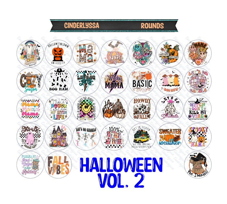 3 inch Round Halloween Vol. 2: Cardstock Only for freshies -NO MOLD for Aroma Bead Molds, Car Freshener, Premium Cardstock Images