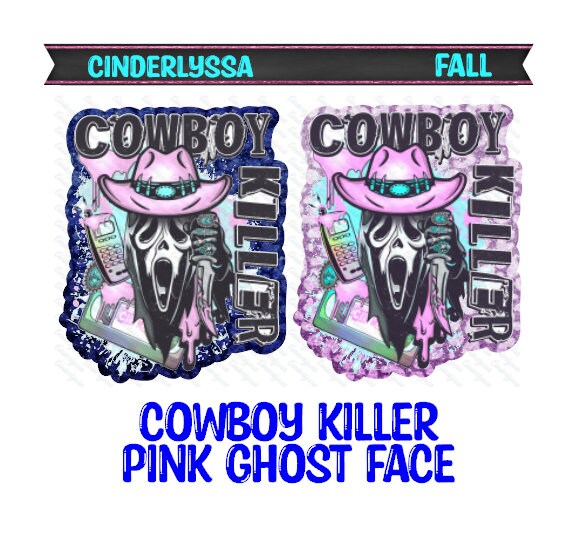Cowboy Killer Pink Ghost Face: Scary Movies Silicone Mold, Aroma Bead Molds, Car Freshener Mold, Premium Cardstock Images