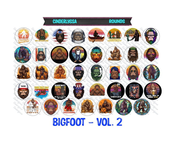3 inch Round: Bigfoot Vol. 1 & 2 Cardstock Only for freshies -NO MOLD for Aroma Bead Molds, Car Freshener, Premium Cardstock Images