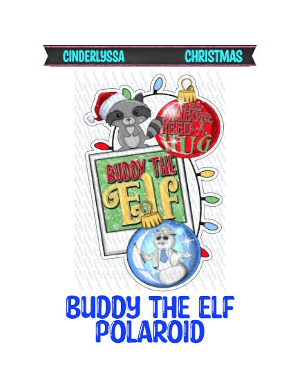 Buddy the Elf Polaroid: Christmas with Raccoon and Snowman Silicone Mold, Aroma Bead Molds, Car Freshener Mold, Premium Cardstock Images