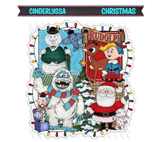 Reindeer Movie Collage with Lights - Santa, Hermes, Sam Silicone Mold, Aroma Bead Molds, Car Freshener Mold, Premium Cardstock Images