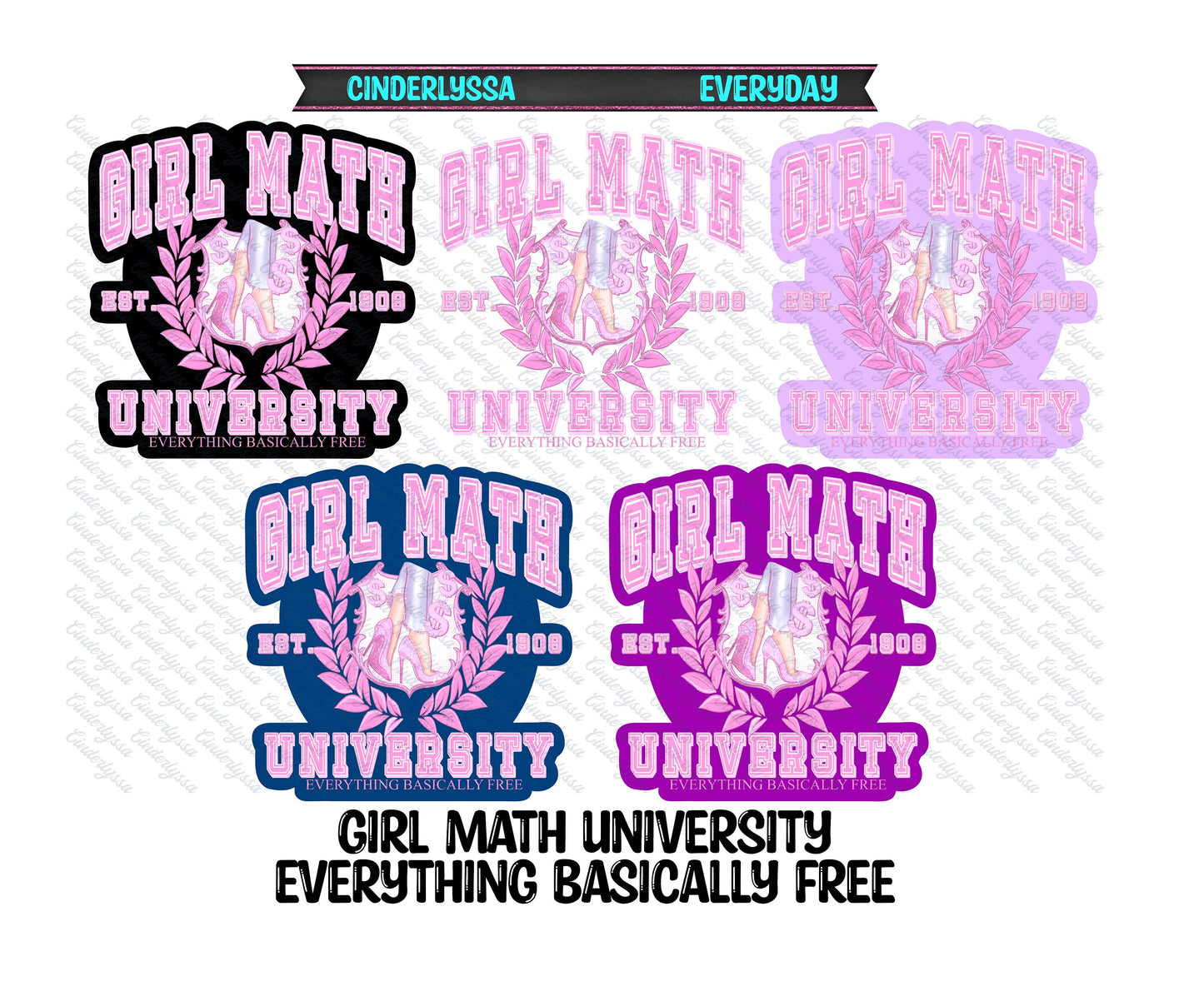 Girl Math University Everything Basically Free Silicone Mold, Aroma Bead Molds, Car Freshener Mold, Premium Cardstock Images
