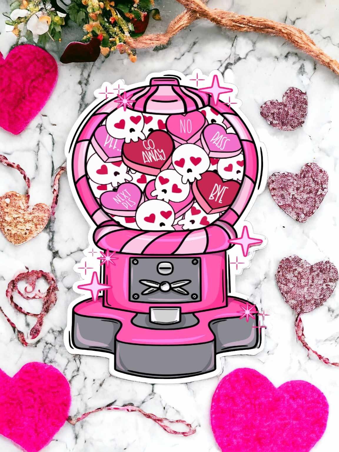 Anti Valentine Candy Vending Machine with Skull Gumballs and Hearts Silicone Mold, Aroma Bead Molds, Car Freshener Mold