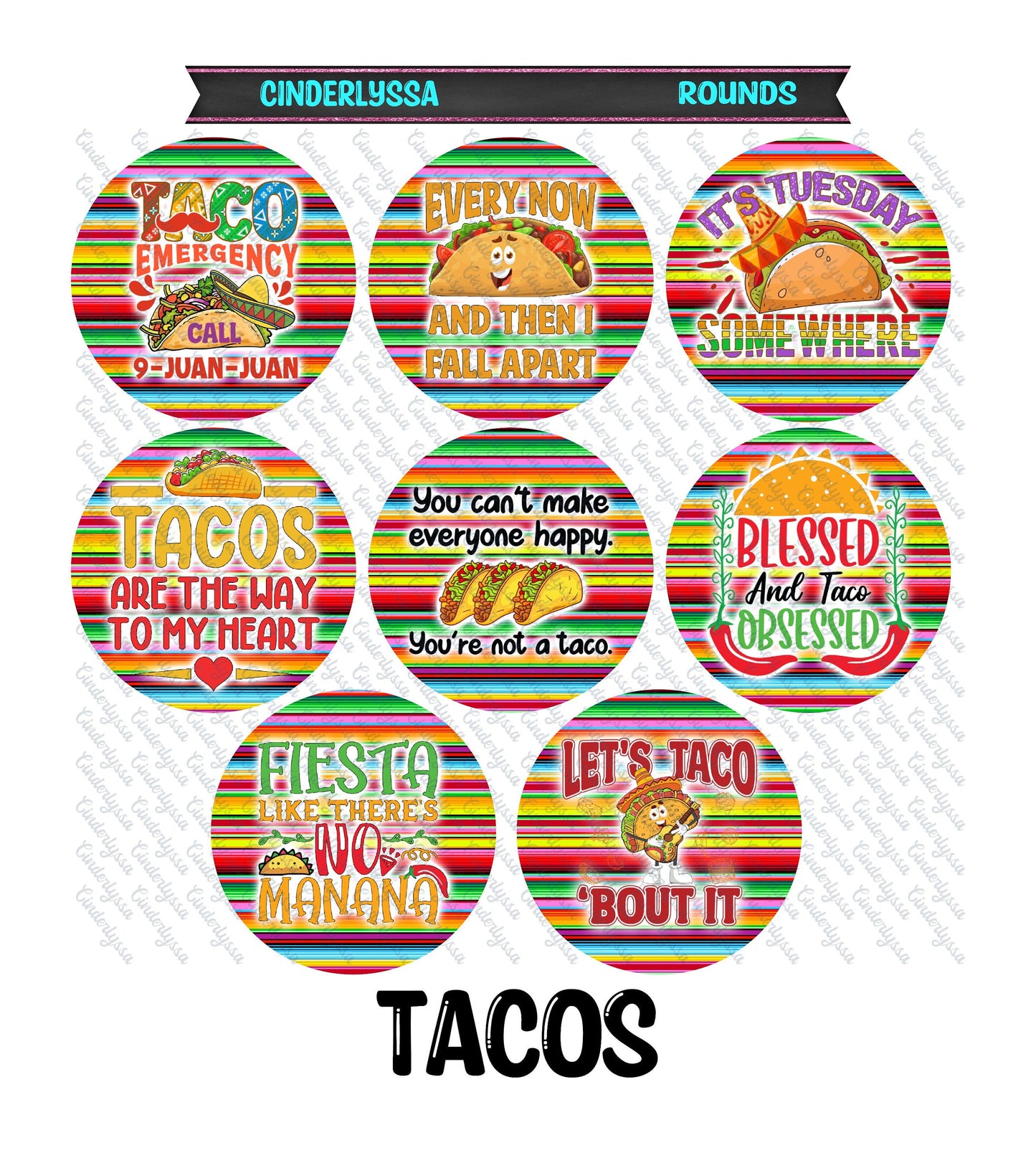 2.5 inch Round Tacos Cardstock Only for freshies: Silicone Mold, for Aroma Bead Molds, Car Freshener, Premium Cardstock Images-NO MOLD