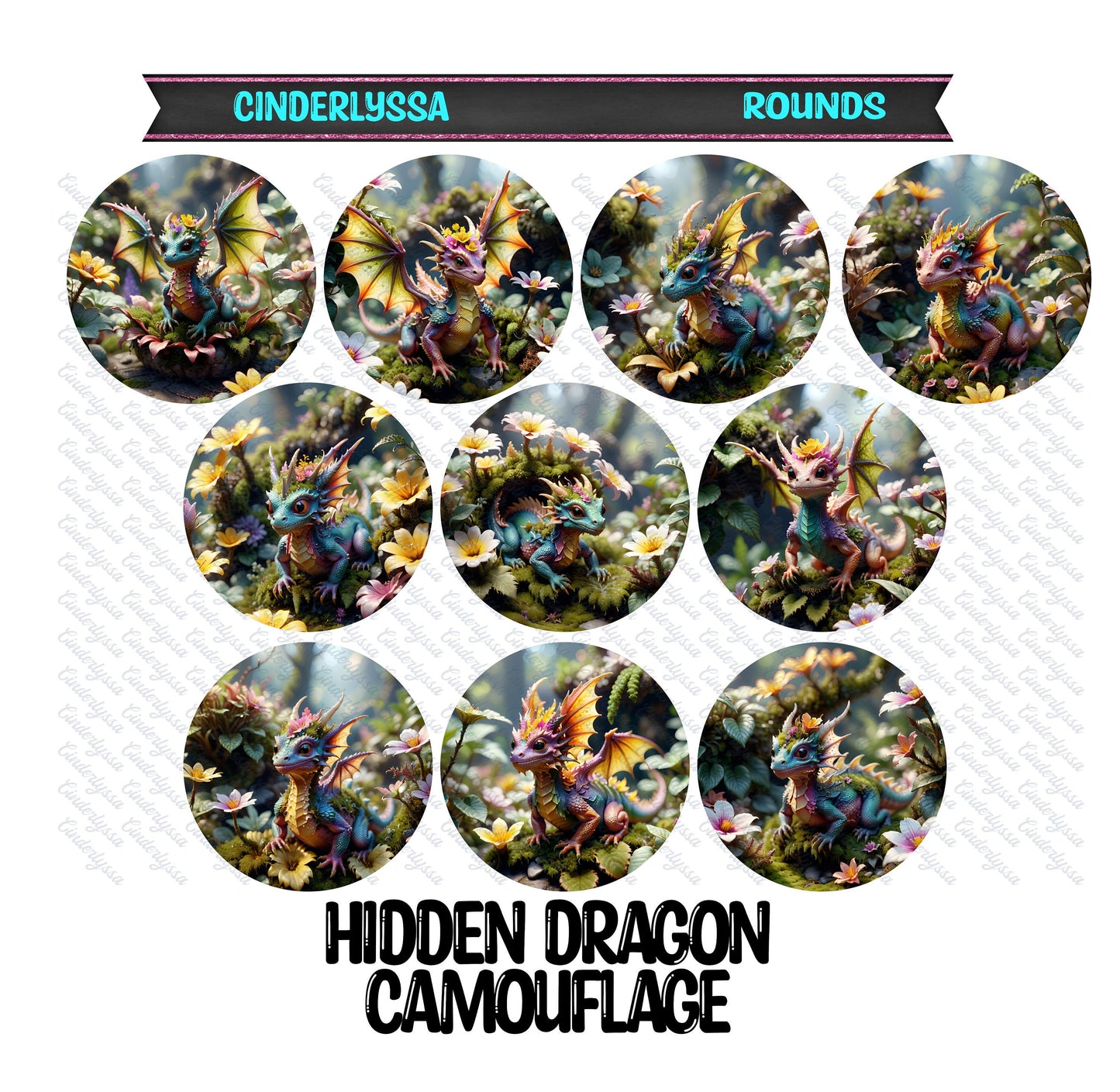 3 inch Round Hidden Dragon Camouflage Cardstock Only for freshies -NO MOLD: Aroma Bead Molds, Premium Cardstock Image