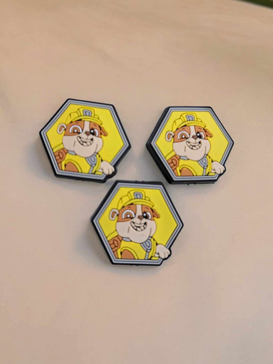 Rubble Dog in Yellow Frame: Paw Patrol Silicone Focal Bead - 0989