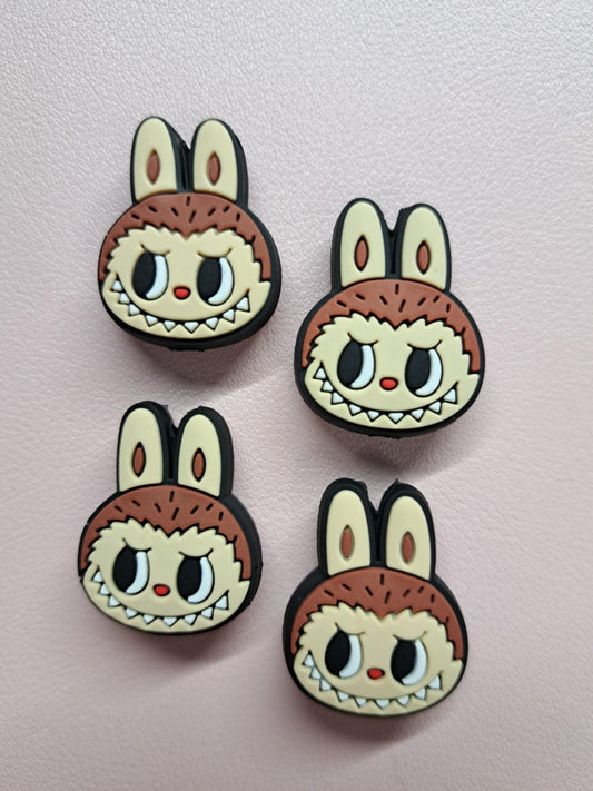 Labubu: Face Only (Dark Brown) Silicone Focal Bead