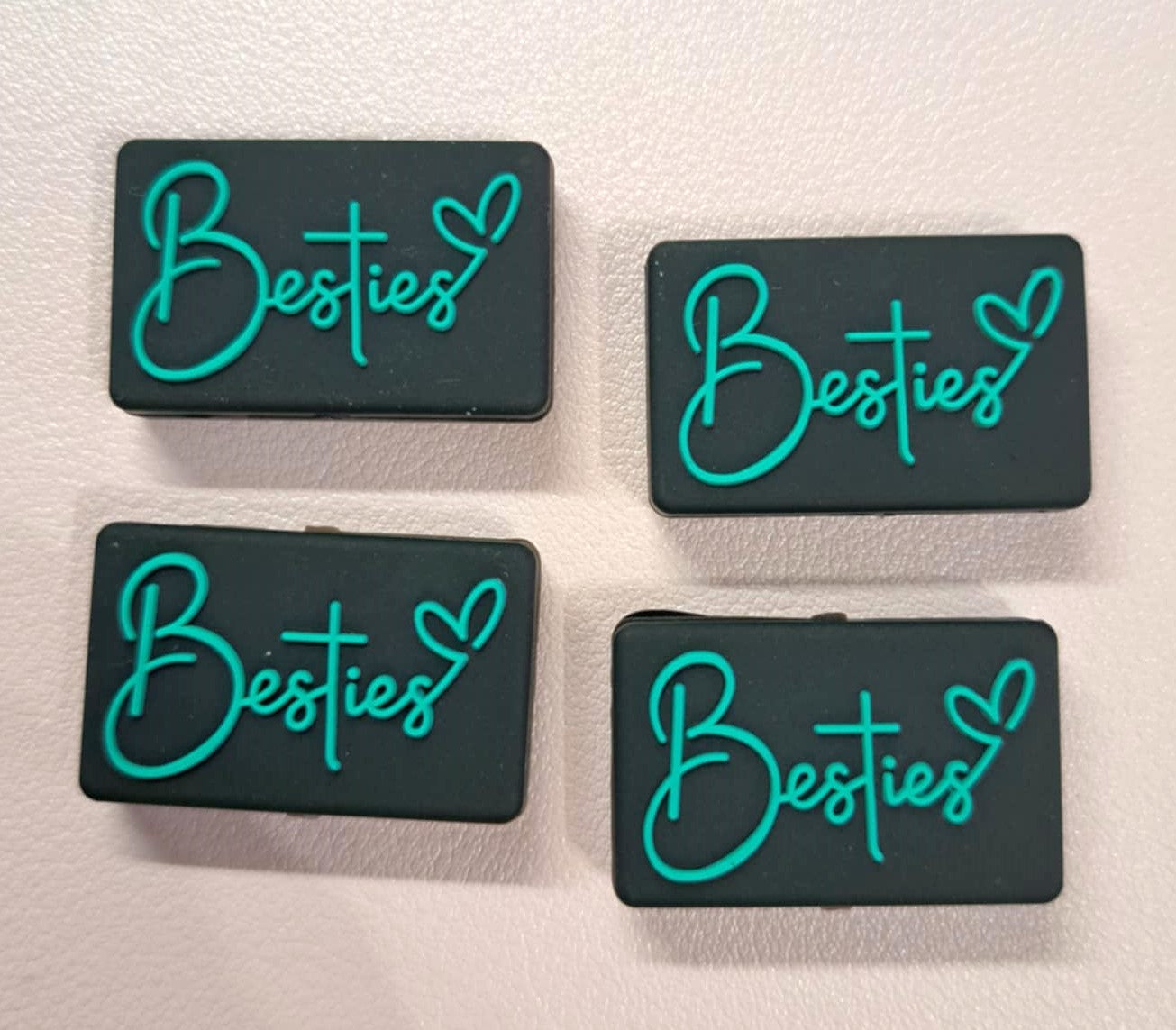 Besties: Black Rectangle with Blue Silicone Focal Bead