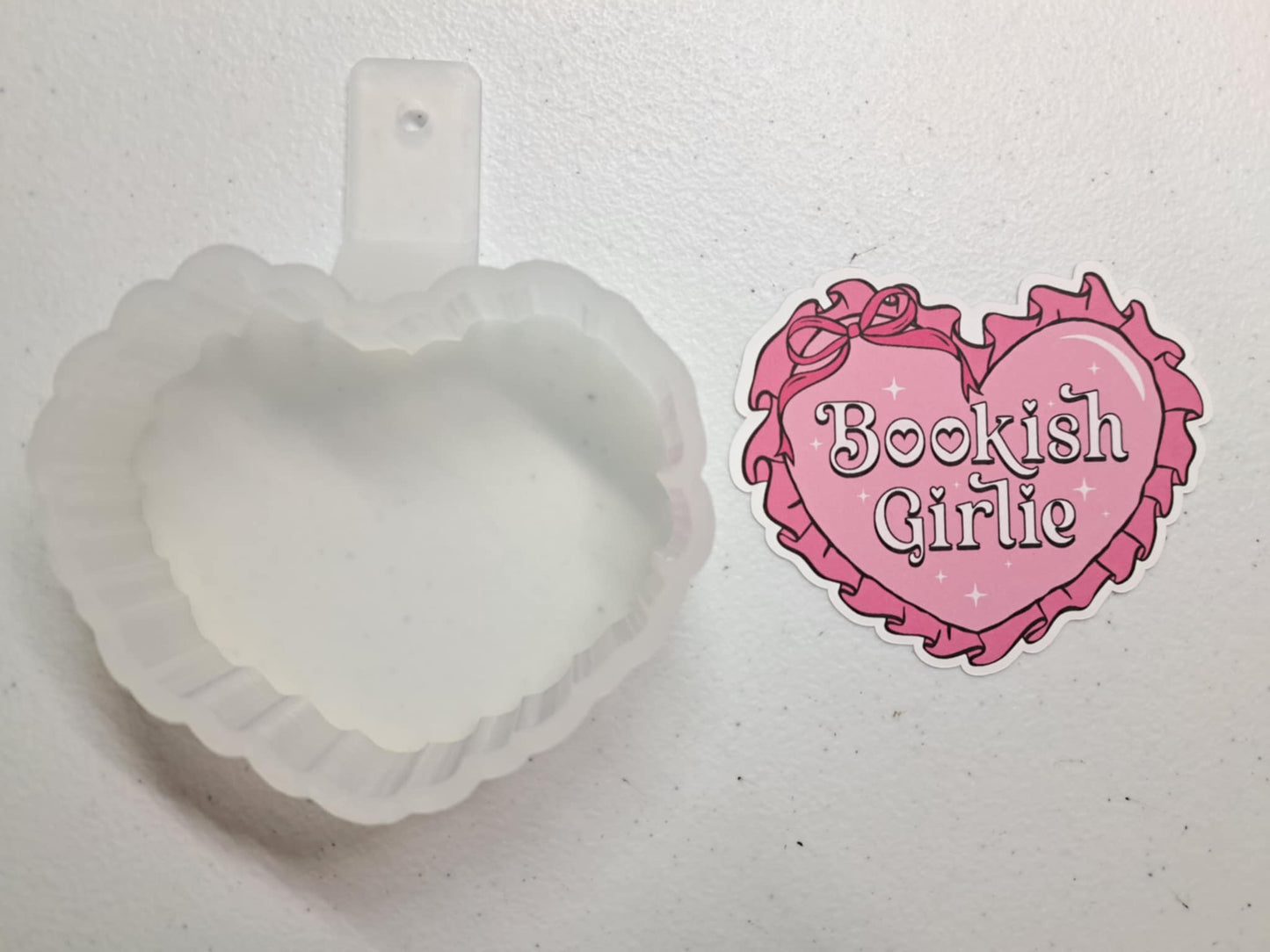 Reading Girlie Pink Heart - Kindle & Bookish Girlie Cardstock Silicone Mold, Aroma Bead Molds, Premium Cardstock Images