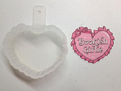 Reading Girlie Pink Heart - Kindle & Bookish Girlie Cardstock Silicone Mold, Aroma Bead Molds, Premium Cardstock Images