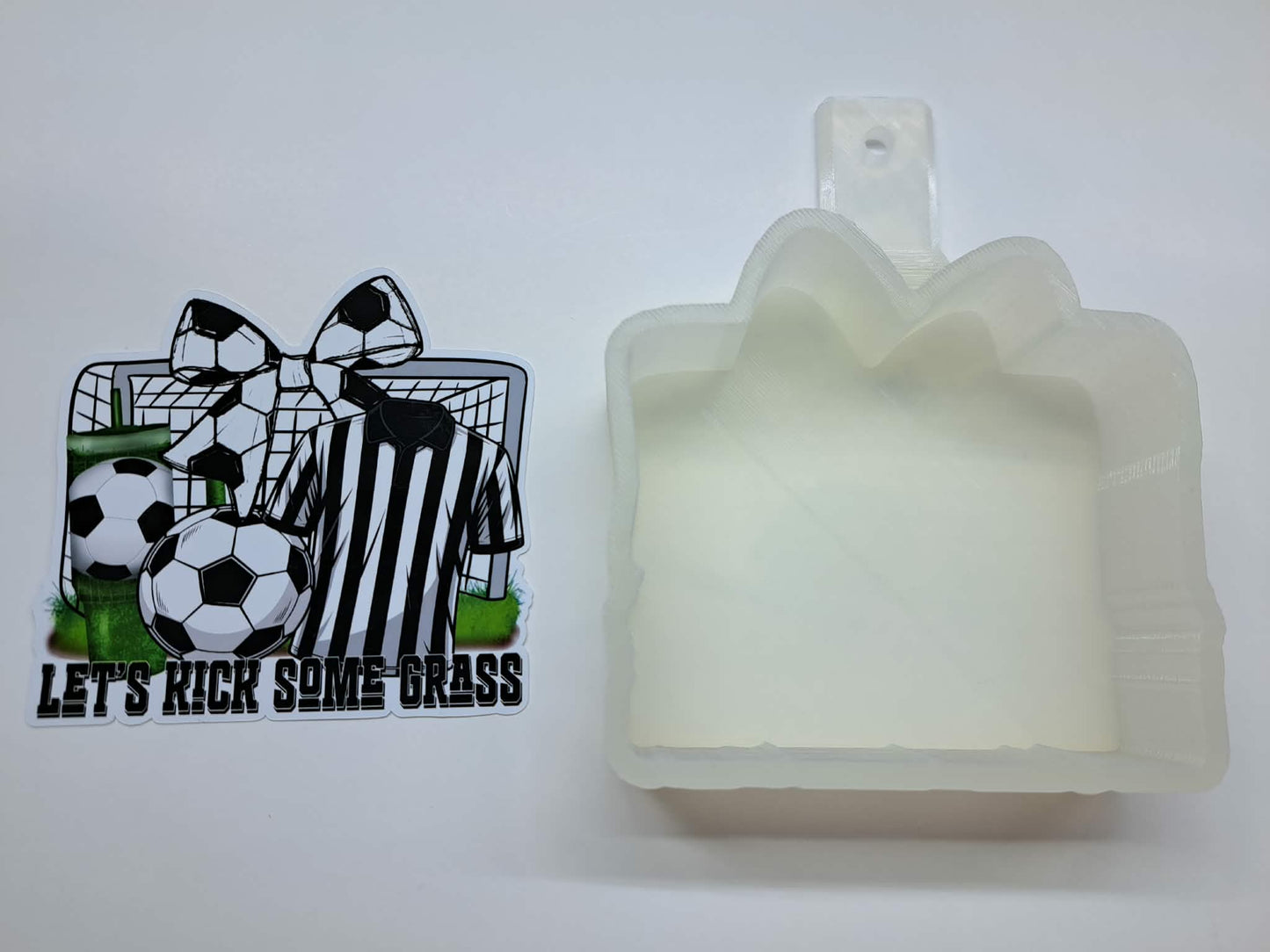 Soccer: Let's Kick Some Grass Cardstock Silicone Mold, Aroma Bead Molds, Premium Cardstock