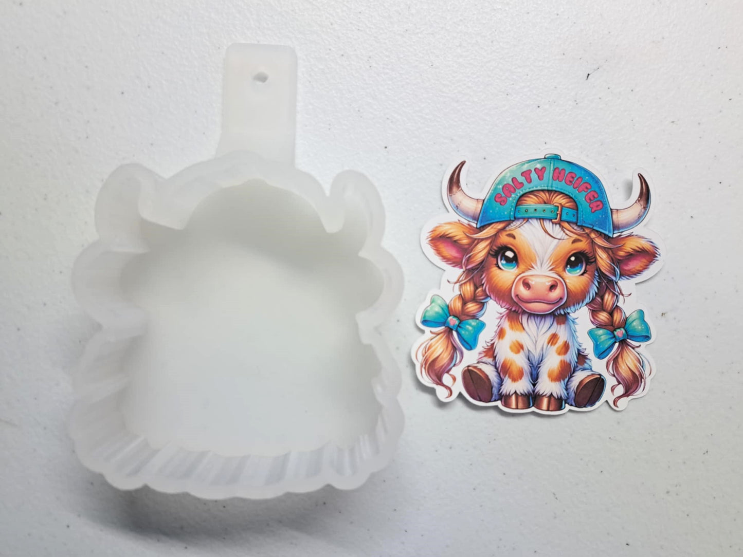 Salty Heifer Ballcap and Ponytails Cardstock Silicone Mold, Aroma Bead Molds, Premium Cardstock Images