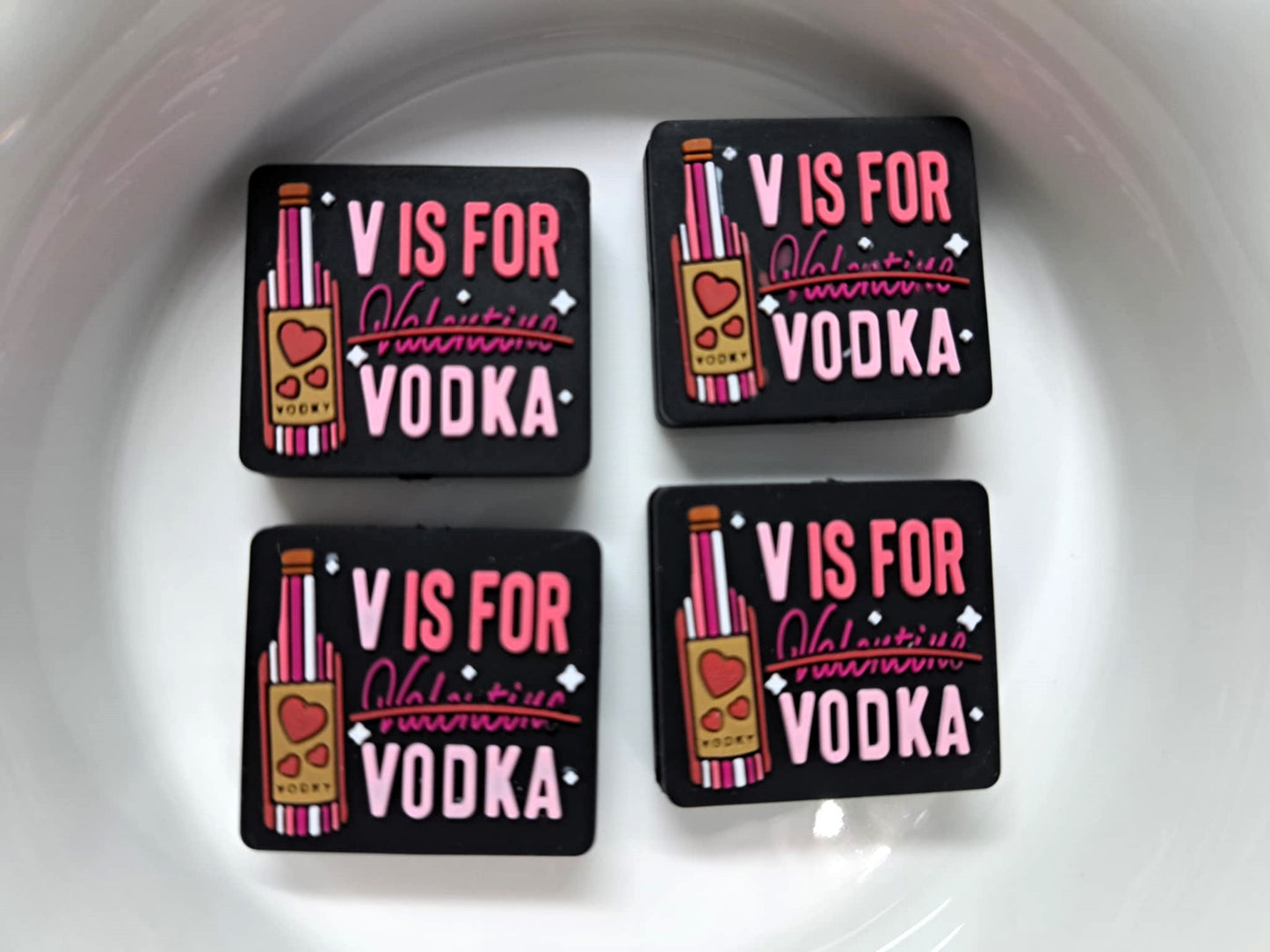 V is For Vodka - Valentines Silicone Focal Bead