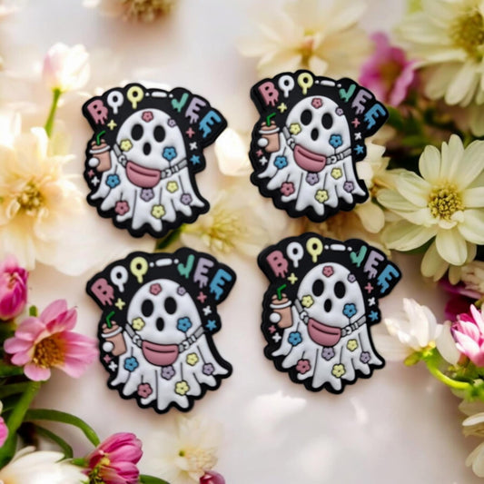 Boo-Jee Flower Ghost with Coffee and Crossbody Silicone Focal Bead