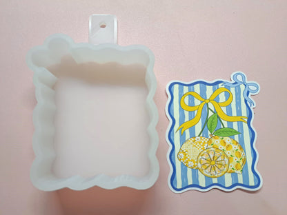 Lemon Coquette Bow Frame for Cardstock Silicone Mold, Aroma Bead Molds, Premium Cardstock Images