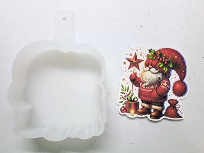 Red Christmas Gnome Cardstock Silicone Mold, Aroma Bead Molds, Car Freshies, Premium Cardstock