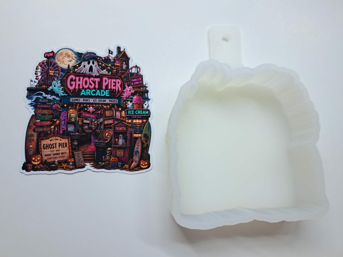 Ghost Pier Arcade Cardstock Silicone Mold, Aroma Bead Molds, Premium Cardstock Images