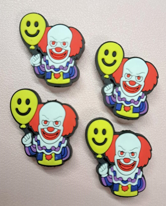 Clown Holding Yellow Smiley Face Balloon Silicone Focal Bead