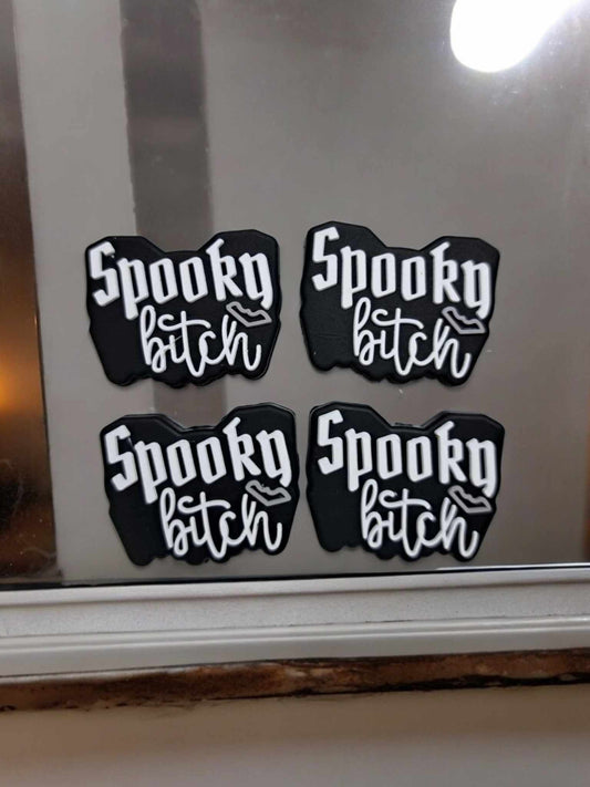 Spooky B*tch with Bat: Fall/Halloween Silicone Focal Bead - 0952