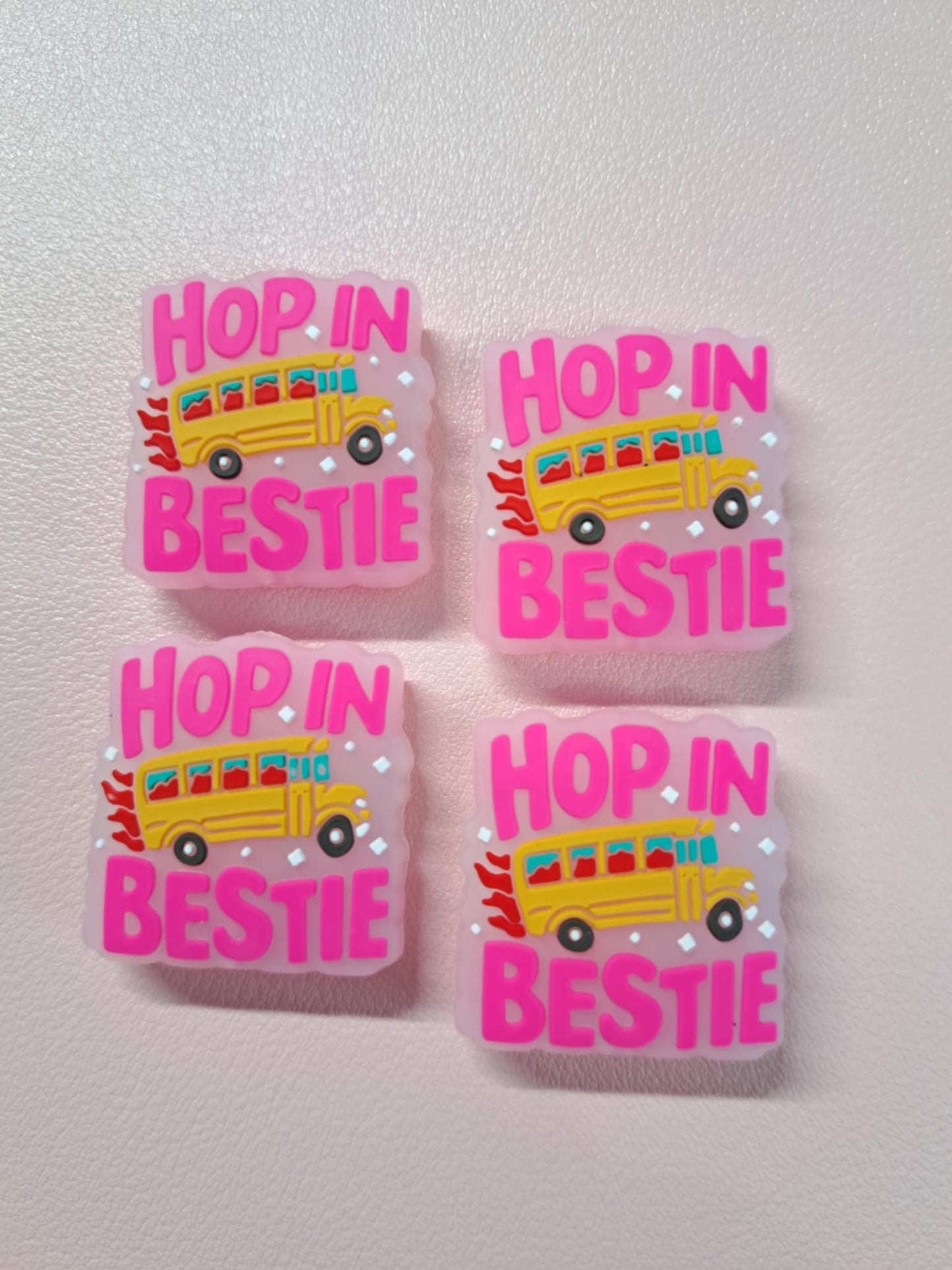 Hop In Bestie: School Bus on Fire - Pink Silicone Focal Bead